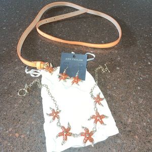 ANN TAYLOR NEW Starfish Matching Earrings, Necklace & Belt
